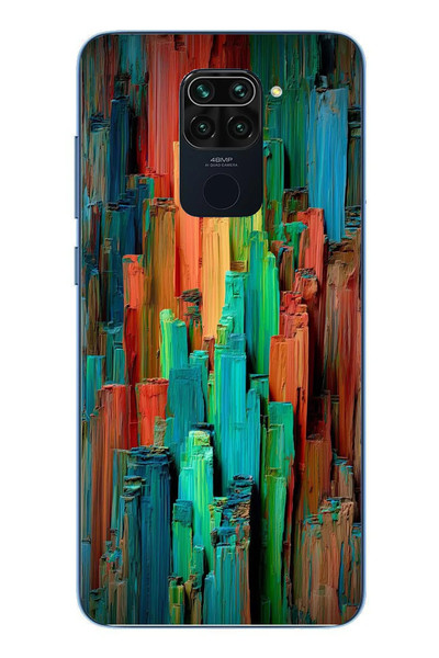 Le Balvo Redmi Note 9 Uyumlu Dikey Renkler Baskılı Silikon Kılıf