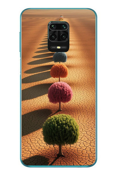 Le Balvo Redmi Note 9s Uyumlu Sıralı Renkli Ağaçlar Baskılı Silikon Kılıf
