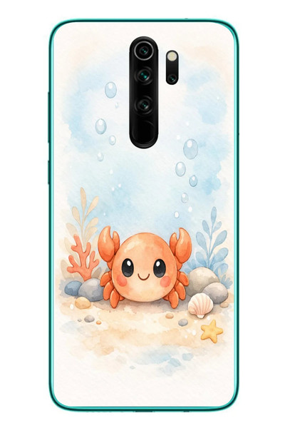 Le Balvo Redmi Note 8 Pro Uyumlu Sevimli Yengeç Baskılı Silikon Kılıf