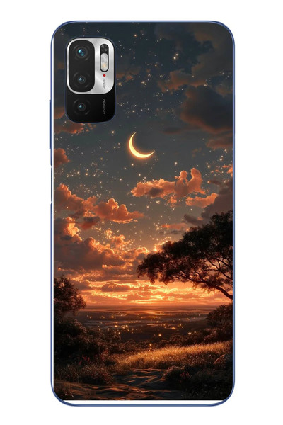 Le Balvo Redmi Note 10 5G Uyumlu Ay Gecesi Baskılı Silikon Kılıf