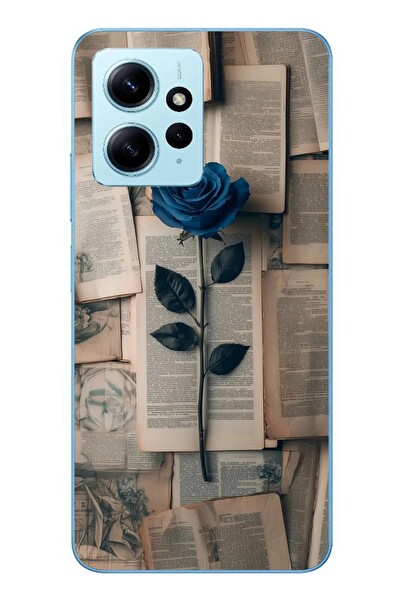Le Balvo Redmi Note 12 4G Uyumlu Mor Gül Baskılı Silikon Kılıf