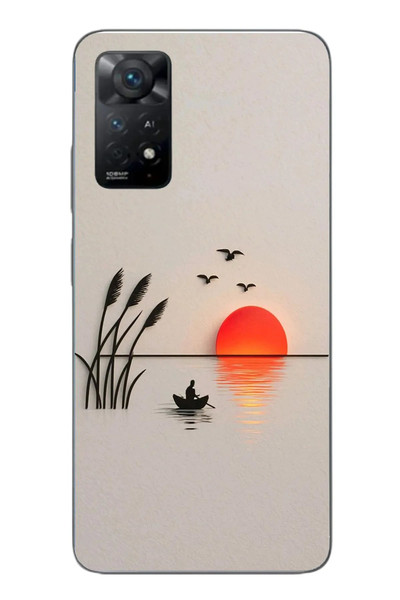 Le Balvo Redmi Note 11E Uyumlu Gün Batımı Çizim Baskılı Silikon Kılıf