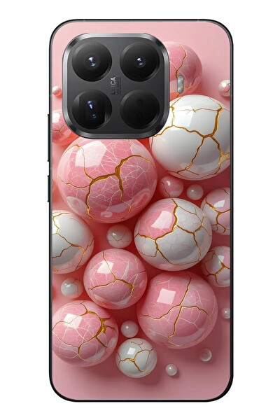 Le Balvo Xiaomi Mi 15T Pro Uyumlu Pembe Beyaz Kırık Toplar Baskılı Silikon Kılıf