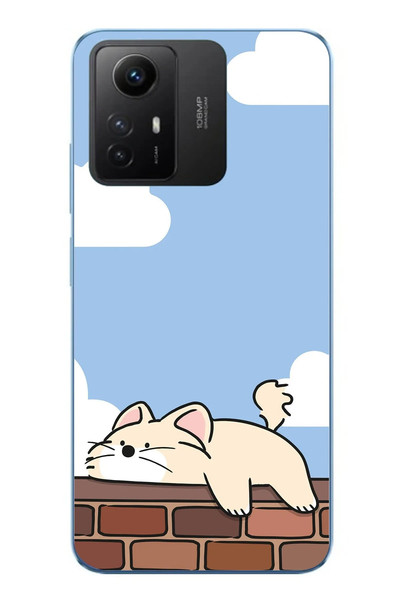 Le Balvo Redmi Note 12S Uyumlu Duvar Üstünde Kedi Baskılı Silikon Kılıf