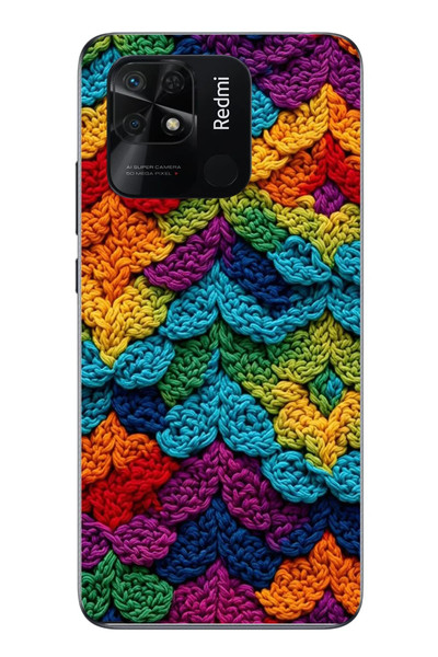 Le Balvo Redmi 10C Uyumlu Renkli Örgüler Baskılı Silikon Kılıf