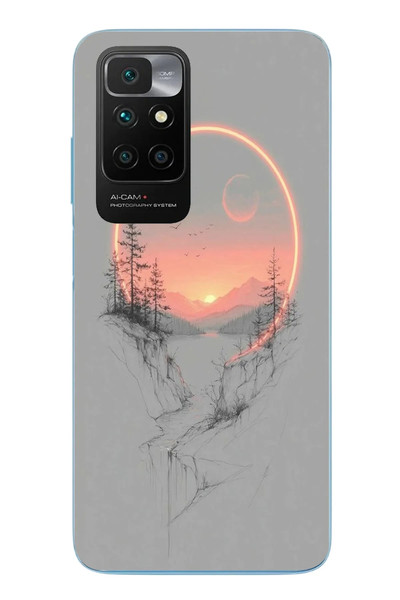 Le Balvo Redmi 10 2022 Uyumlu Günbatımı Mermer Desenli Baskılı Silikon Kılıf