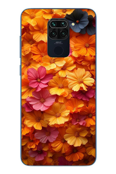 Le Balvo Redmi Note 9 Uyumlu Sarı Pembe Çiçekler Baskılı Silikon Kılıf
