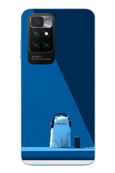 Le Balvo Redmi 10 2022 Uyumlu Kulaklı Kedi Baskılı Silikon Kılıf