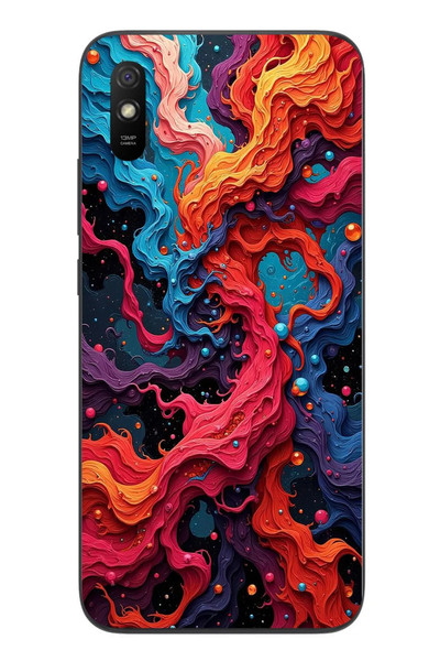 Le Balvo Redmi 9A Uyumlu Dalgaların İz Karışımı Baskılı Silikon Kılıf