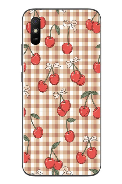 Le Balvo Redmi 9A Uyumlu Kurdeleli Kiraz Baskılı Silikon Kılıf