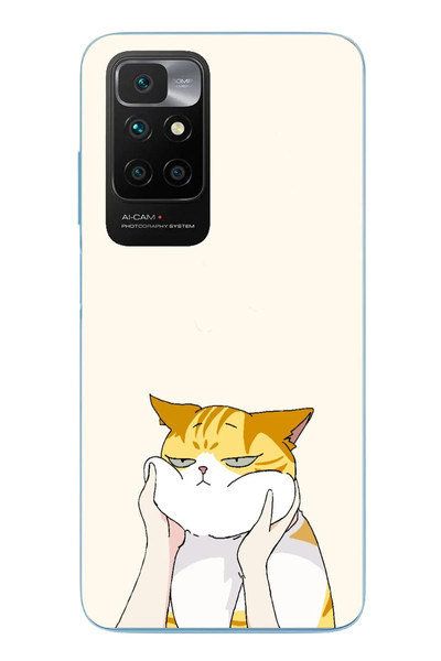 Le Balvo Redmi 10 2022 Uyumlu Sarı Kedi Yanakları Baskılı Silikon Kılıf