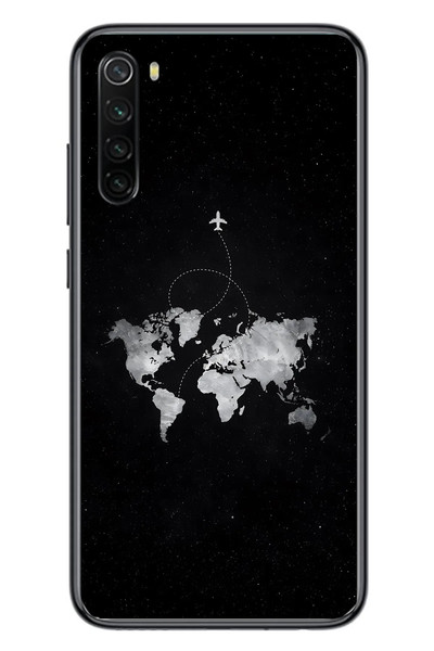 Le Balvo Redmi Note 8 Uyumlu Dünya Haritası Uçuş Baskılı Silikon Kılıf