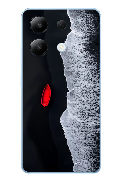 Le Balvo Redmi Note 13 4G Uyumlu Kırmızı Tekne Yalnız Baskılı Silikon Kılıf