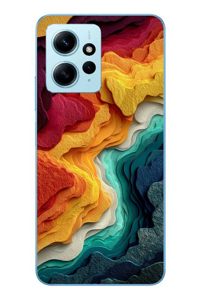 Le Balvo Redmi Note 12 4G Uyumlu Renk Dalgaları Baskılı Silikon Kılıf