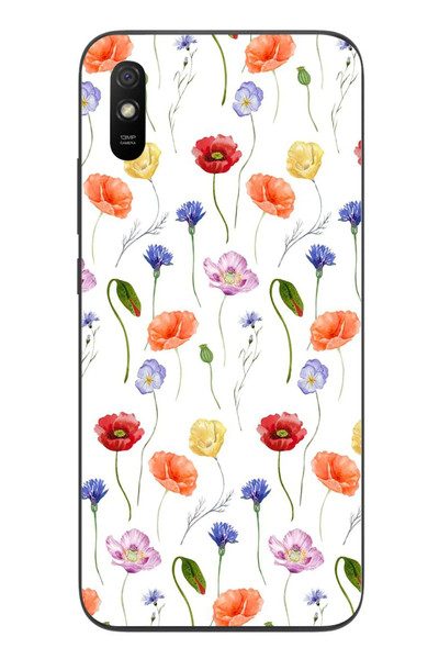 Le Balvo Redmi 9A Uyumlu Sade Tek Çiçekler Baskılı Silikon Kılıf