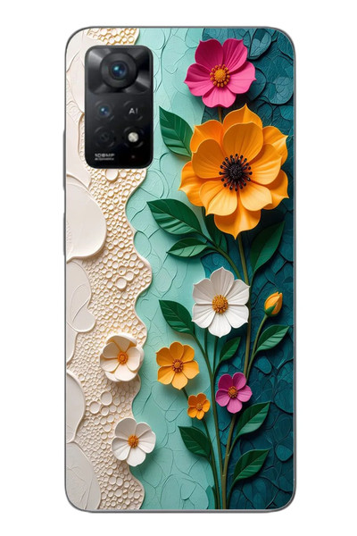 Le Balvo Redmi Note 11E Uyumlu Güzel Modern Çiçekler Baskılı Silikon Kılıf