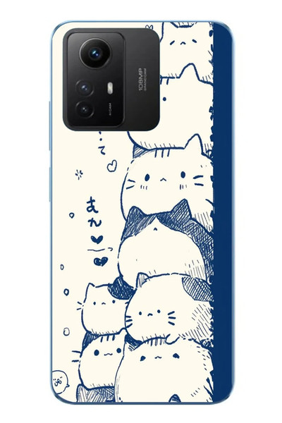 Le Balvo Redmi Note 12S Uyumlu Mavi Kedi Kardeşliği Baskılı Silikon Kılıf
