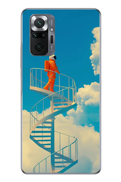 Le Balvo Redmi Note 10 Uyumlu Astronot Gökyüzü Baskılı Silikon Kılıf