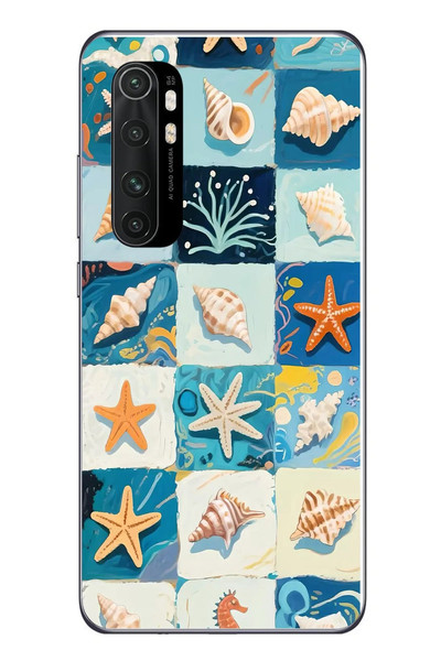 Le Balvo Xiaomi Mi 10 Lite Uyumlu Deniz Kabukları Baskılı Silikon Kılıf