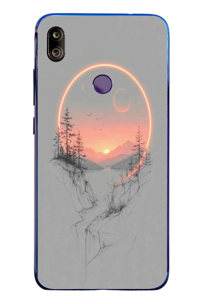 Le Balvo Redmi Note 7 Uyumlu Günbatımı Mermer Desenli Baskılı Silikon Kılıf