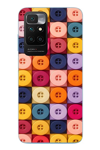 Le Balvo Redmi 10 2022 Uyumlu Renkli Düğmeler Baskılı Silikon Kılıf
