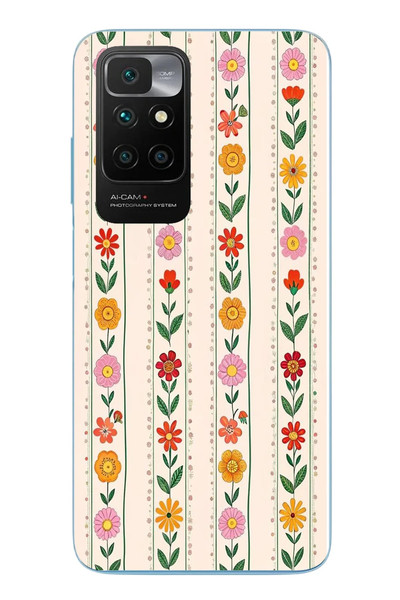 Le Balvo Redmi 10 2022 Uyumlu Çiçekler ve Yaprakları Baskılı Silikon Kılıf