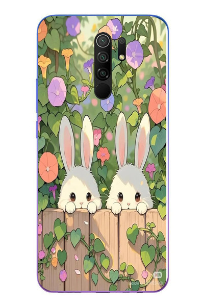 Le Balvo Redmi 9 Uyumlu Tavşan Kardeşler Baskılı Silikon Kılıf