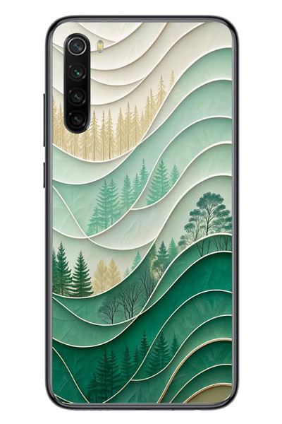 Le Balvo Redmi Note 8 Uyumlu Beyaz Çizgili Orman Baskılı Silikon Kılıf