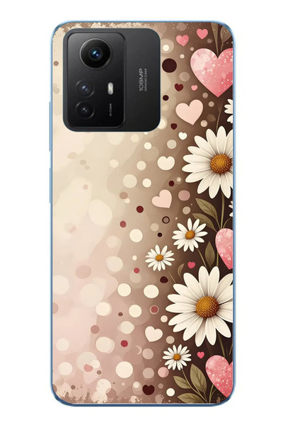 Le Balvo Redmi Note 12S Uyumlu Kalpli Papatya Damlaları Baskılı Silikon Kılıf