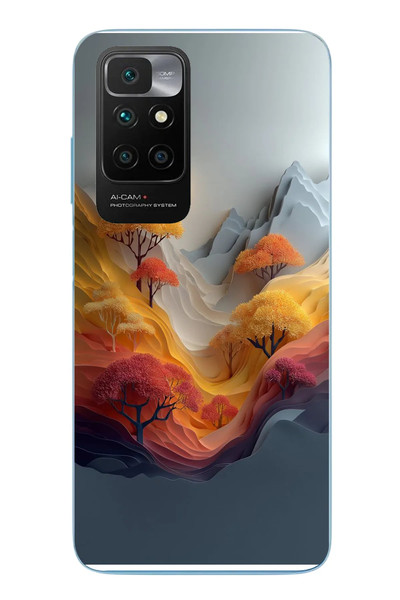 Le Balvo Redmi 10 2022 Uyumlu Renk Dalgalı Manzara Baskılı Silikon Kılıf