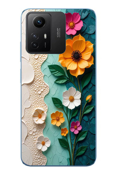 Le Balvo Redmi Note 12S Uyumlu Güzel Modern Çiçekler Baskılı Silikon Kılıf
