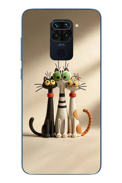 Le Balvo Redmi Note 9 Uyumlu Neşeli Kedi Ailesi Baskılı Silikon Kılıf