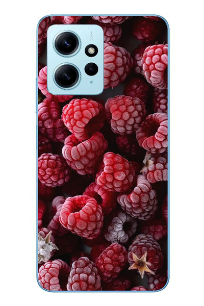Le Balvo Redmi Note 12 4G Uyumlu Ahududu Frambuaz Baskılı Silikon Kılıf