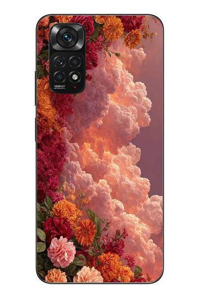 Le Balvo Redmi Note 11 - 11s Uyumlu Güller ve Bulutlar Baskılı Silikon Kılıf