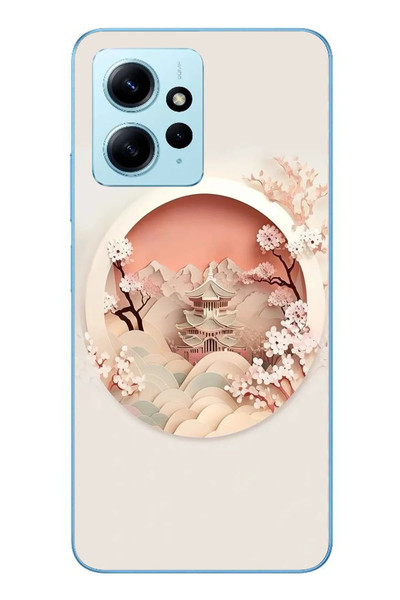 Le Balvo Redmi Note 12 4G Uyumlu Manzar Retro Yuvarlak Baskılı Silikon Kılıf