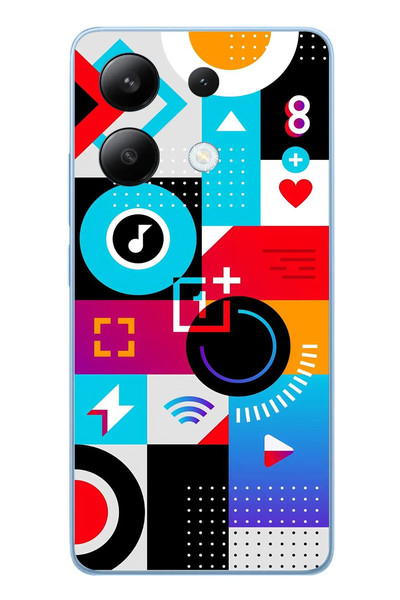 Le Balvo Redmi Note 13 4G Uyumlu Teknoloji Çizgileri Baskılı Silikon Kılıf