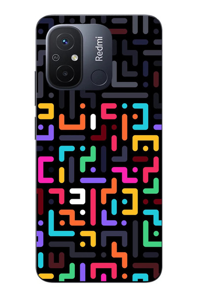 Le Balvo Redmi 12C Uyumlu Renkli Karışık Çizgiler Baskılı Silikon Kılıf