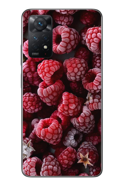 Le Balvo Redmi Note 11 Pro 4G Uyumlu Ahududu Frambuaz Baskılı Silikon Kılıf