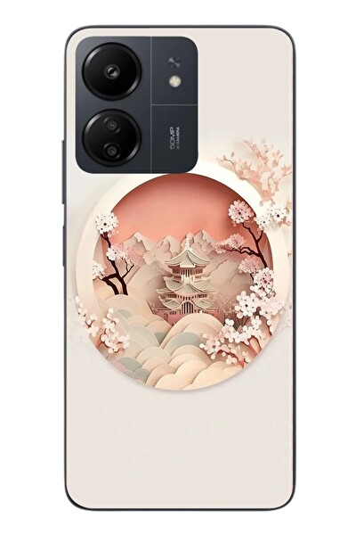 Le Balvo Redmi 13C Uyumlu Manzar Retro Yuvarlak Baskılı Silikon Kılıf