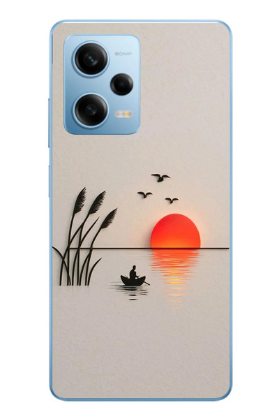 Le Balvo Redmi Note 12 Pro 5G Uyumlu Gün Batımı Çizim Baskılı Silikon Kılıf