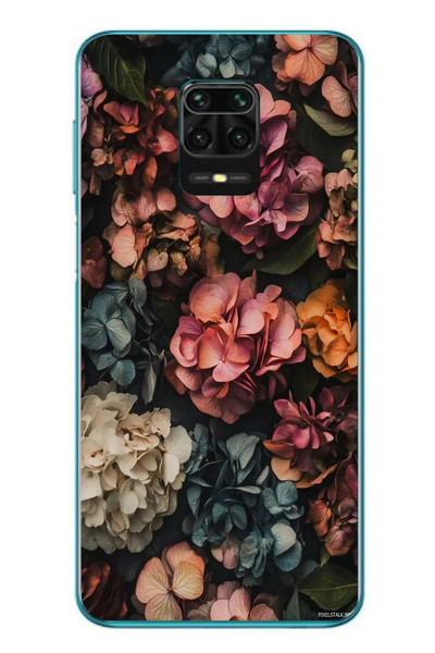 Le Balvo Redmi Note 9s Uyumlu Koyu Çiçekler Baskılı Silikon Kılıf