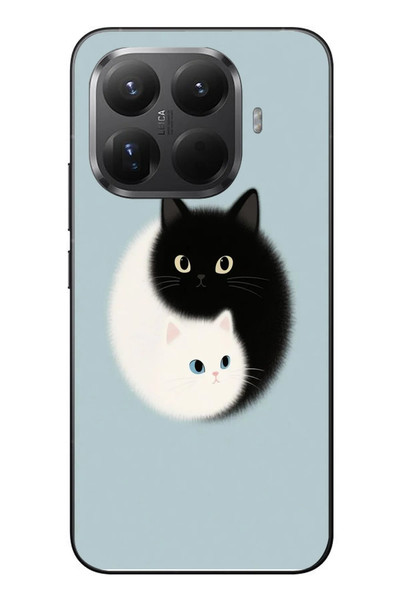 Le Balvo Xiaomi Mi 15T Pro Uyumlu Yin Yang Kediler Baskılı Silikon Kılıf