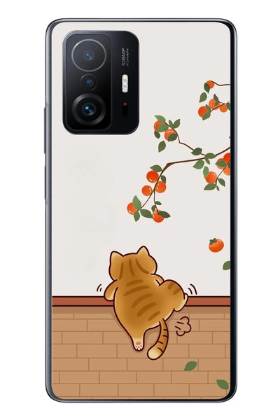 Le Balvo Xiaomi Mi 11 T-11 T Pro Uyumlu Kedi Tırmanıyor Baskılı Silikon Kılıf
