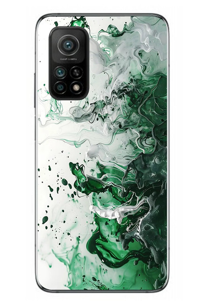 Le Balvo Xiaomi Mi 10 T Uyumlu Yeşil Beyaz Dalgalar Baskılı Silikon Kılıf