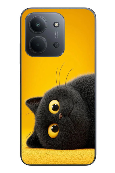 Le Balvo Redmi 15C Uyumlu Yan Bakan Siyah Kedi Baskılı Silikon Kılıf