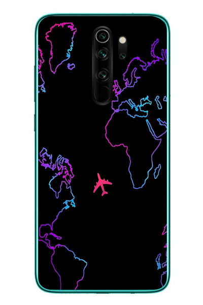 Le Balvo Redmi Note 8 Pro Uyumlu Dünya Uçuşu Baskılı Silikon Kılıf