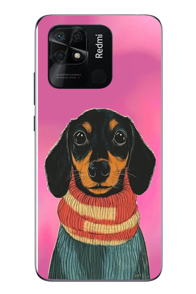Le Balvo Redmi 10C Uyumlu Sevimli Siyah Köpek Baskılı Silikon Kılıf