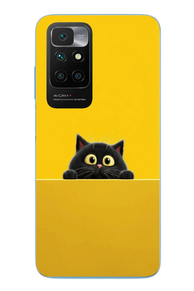Le Balvo Redmi 10 2022 Uyumlu Sarı Gözlü Kedi Baskılı Silikon Kılıf
