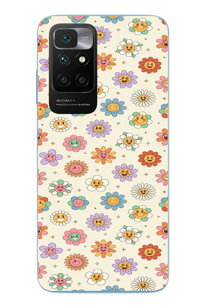 Le Balvo Redmi 10 2022 Uyumlu Gülen Çiçekler Baskılı Silikon Kılıf