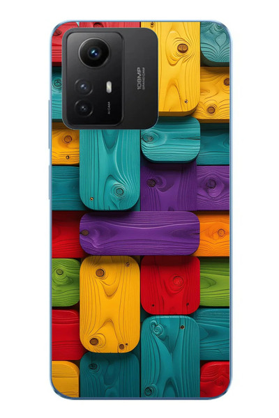 Le Balvo Redmi Note 12S Uyumlu Renkli Tahtalar Baskılı Silikon Kılıf